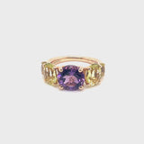 Back to Origin ring with amethyst and lemon quarz