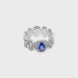 Mikoulette ring with sapphire and diamonds