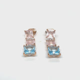 Aqua earrings with pink quartz and blue topaz