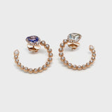 Boutique Paris earrings with diamonds and pear shaped tanzanite and aquamarine