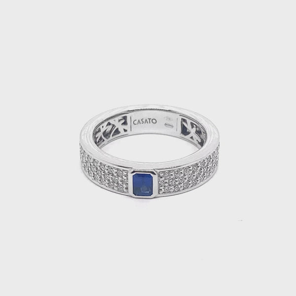 Anello Madame con zaffiro blu e diamanti