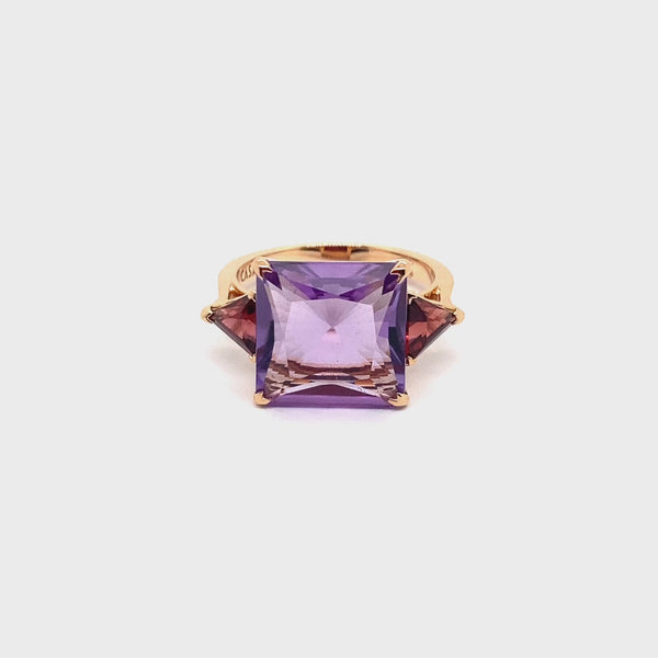 Anello Aqua con ametista e granato