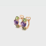 Back to Origin earrings with heart shaped amethyst and peridot