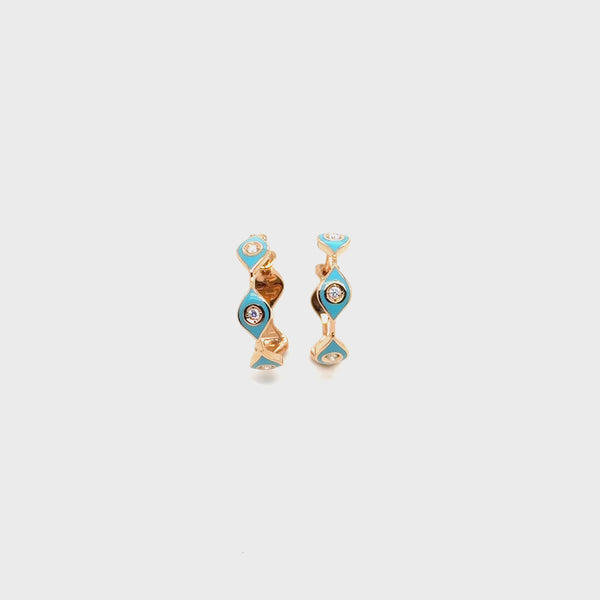 Mikou earrings with blue enamel and diamonds