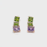 Aqua earrings with peridot and amethyst