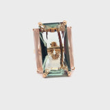 Anello Aqua con prasiolite e quarzo rosa