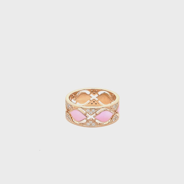Mikou ring with light blue enamel and diamonds
