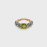 Back to Origin ring with peridot and topaz