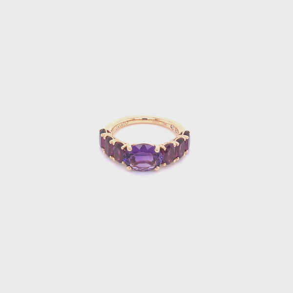 Back to Origin ring with amethyst and rhodolite