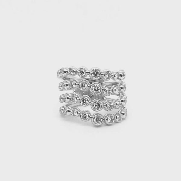 Boutique Icon ring with four rows of diamonds