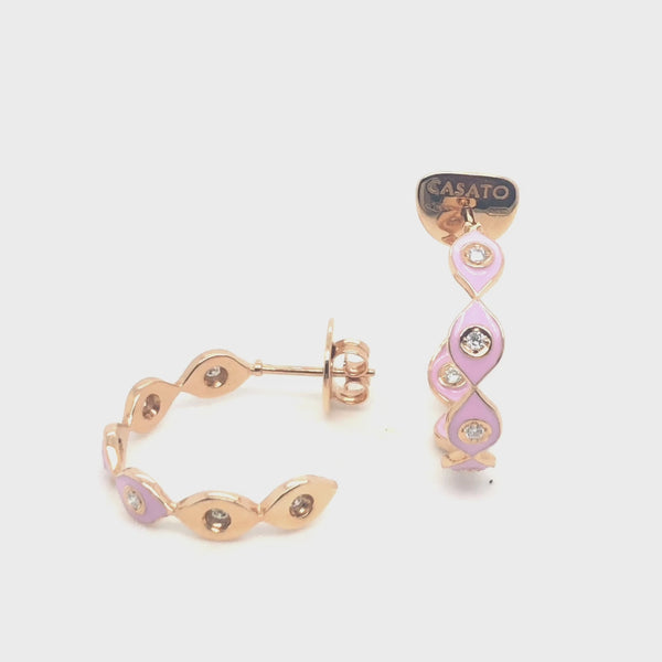 Mikou earrings with pink enamel and diamonds