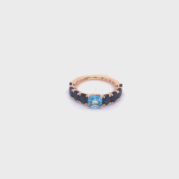 Back to Origin ring with topaz and blue sapphire