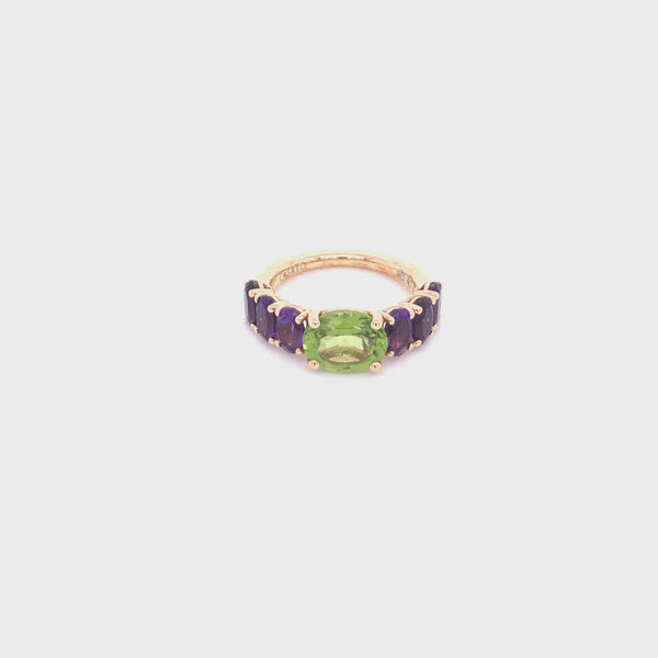 Back to Origin ring with peridot and amethyst