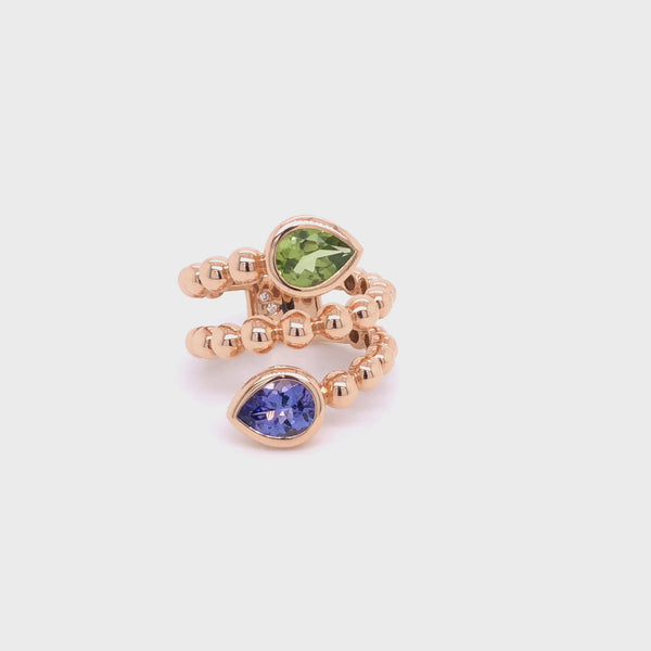 Boutique Paris ring with tanzanite and peridot